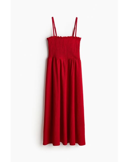 H&M Red Gesmoktes Kleid