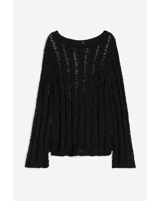 H&M Black Pullover in Leiterstich-Look