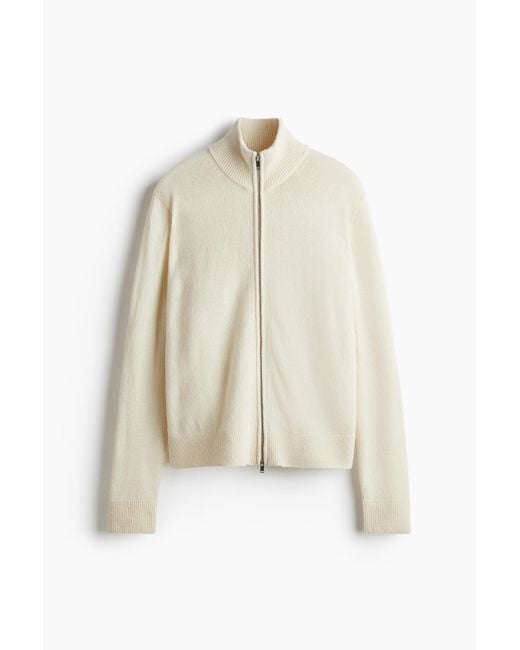 H&M Wollcardigan mit Reißverschluss in Regular Fit in White für Herren