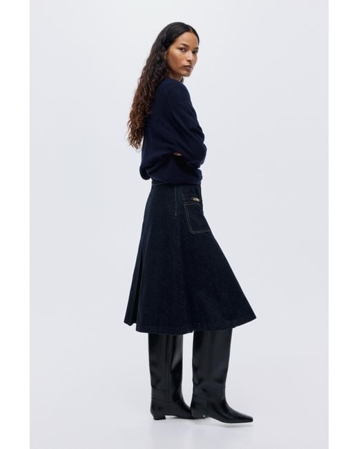 H&M Denim Midirok in het Black