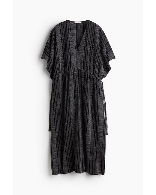 H&M Black Kaftankleid mit Kordelzügen