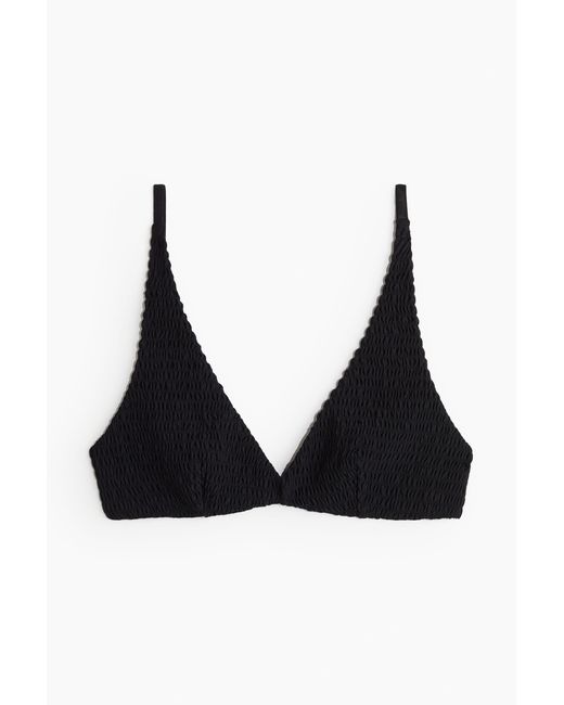 H&M Black Gesmoktes Triangel-Bikinitop