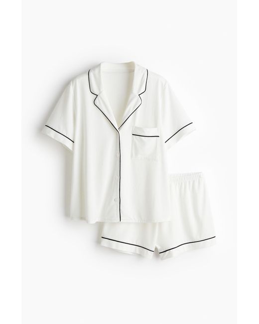 H&M White Pyjama mit Oberteil und Shorts