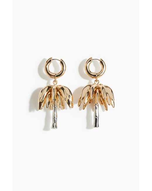 H&M Palm Tree-pendant Earrings in het White