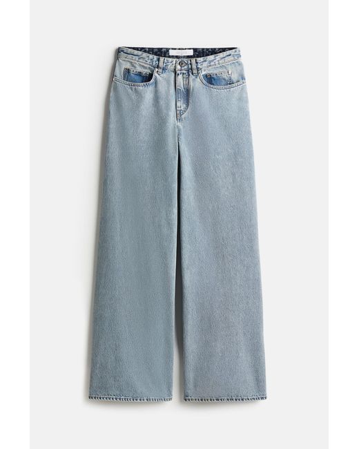 H&M Blue Zweifarbige Baggy-Jeans