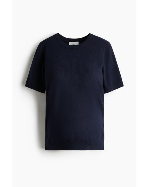 H&M Blue MAMA Feinstrickshirt