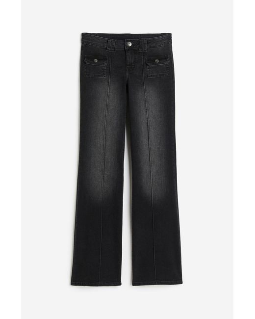 H&M Black Flared Low Cargo Jeans