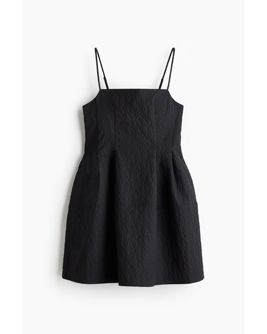 H&M Black Trägerkleid aus Jacquardstoff