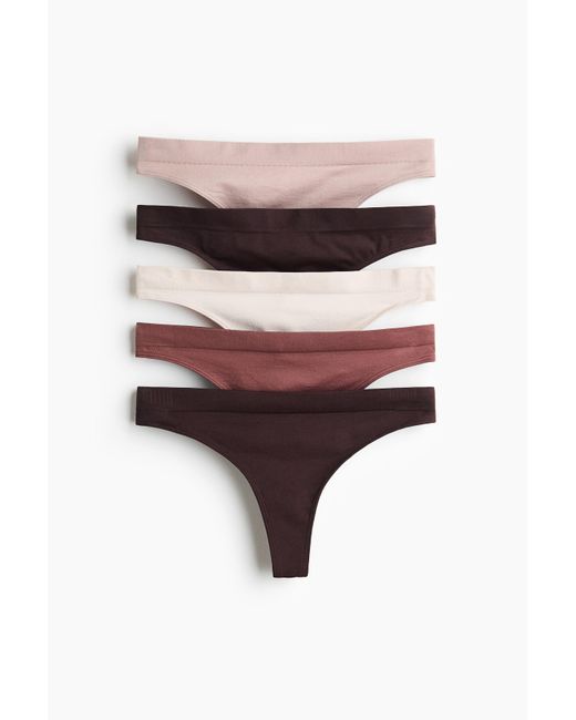 H&M Set Van 5 Seamless Slips in het Multicolor