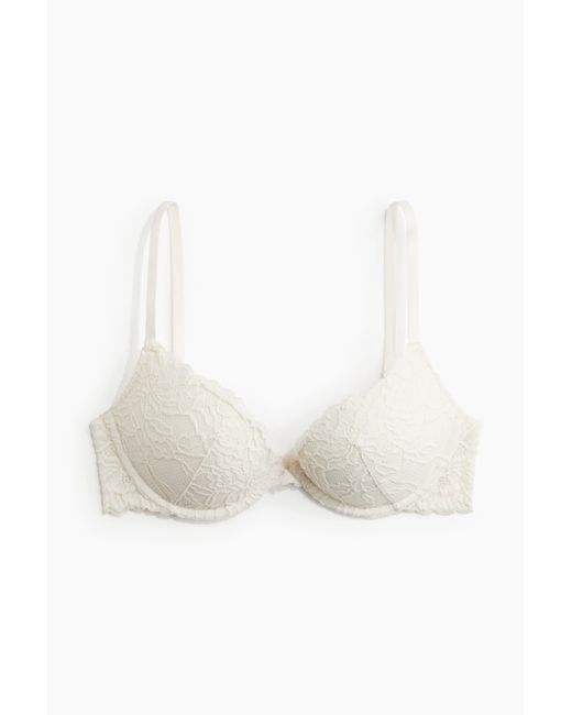 H&M White Super-Push-up-BH aus Spitze