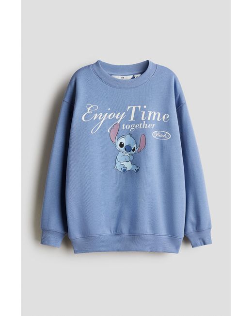 Sweat Oversize Avec Motif Imprimé H&M en coloris Blue