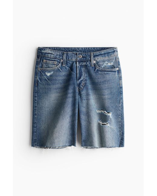 H&M Blue Baggy Low Denim Shorts
