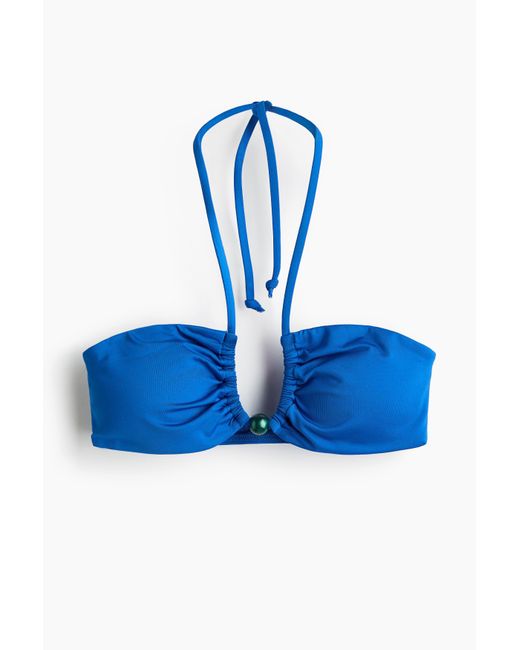 H&M Padded Halterbikinitop in het Blue