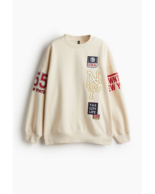 H&M Natural Oversized Sweatshirt mit Print
