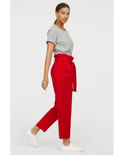 Hu0026M Paper Bag Trousers in Red | Lyst