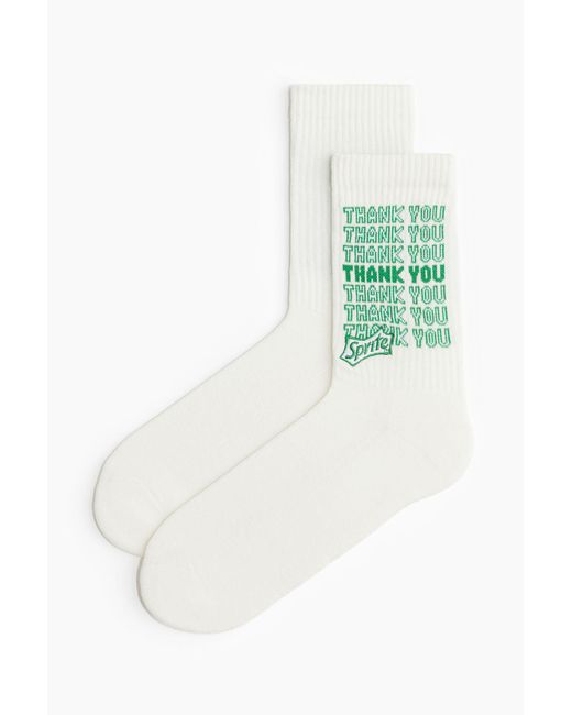 H&M Socken mit Motiv in White für Herren