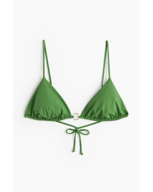 H&M Green Wattiertes Triangel-Bikinitop