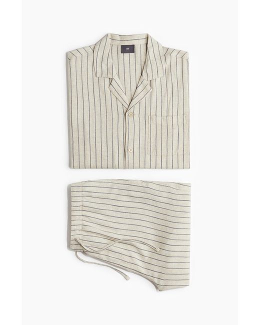 H&M Pyjama mit Oberteil und Shorts in White für Herren