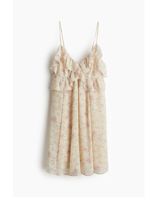 H&M White Trägerkleid mit Volantbesätzen