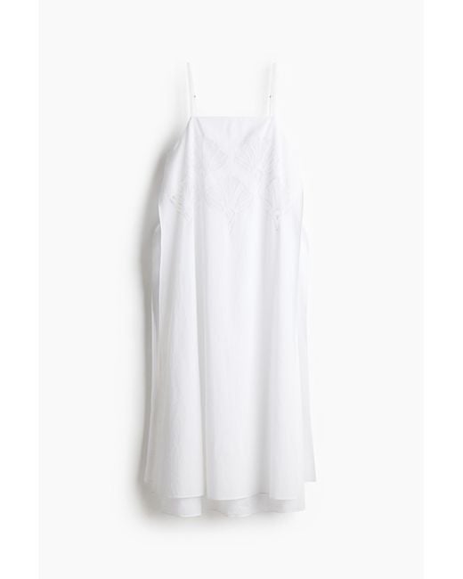 H&M White Besticktes Trägerkleid