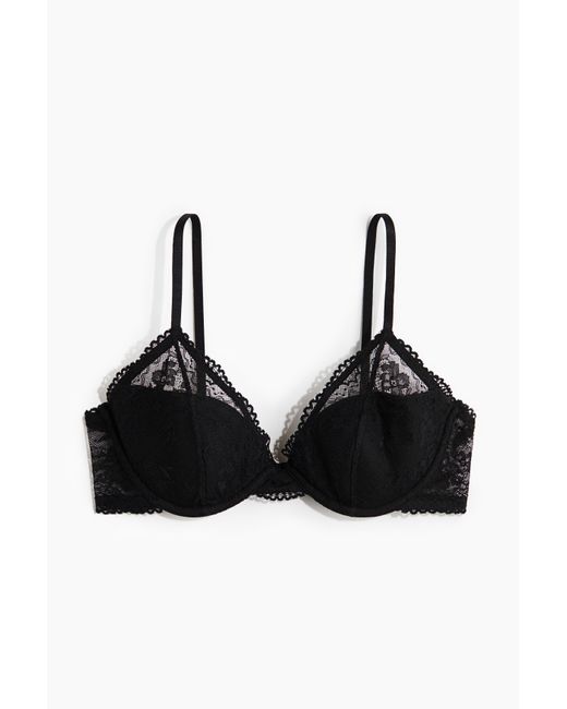 H&M Black Wattierter Bügel-BH aus Spitze