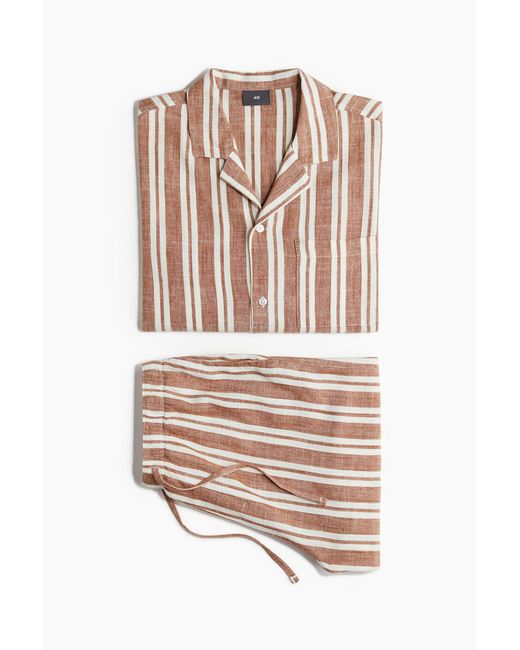H&M Pyjama mit Oberteil und Shorts in White für Herren
