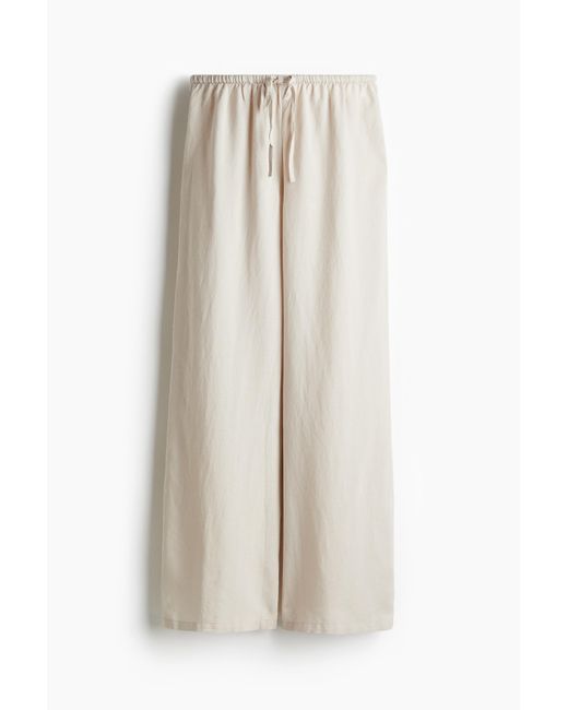 H&M Broek Van Linnenmix Met Drawstring in het White