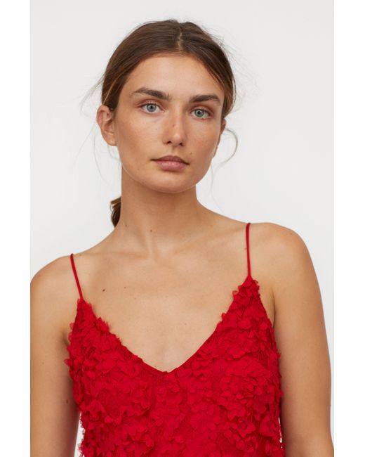H&M Dress With Appliqués in Red | Lyst