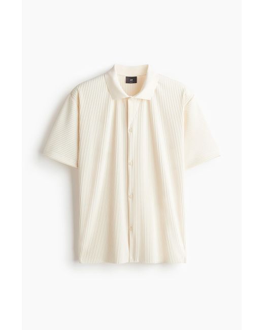H&M Plissiertes Hemd in Loose Fit in White für Herren