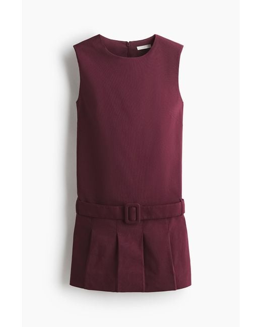 H&M Purple Etuikleid mit Gürtel
