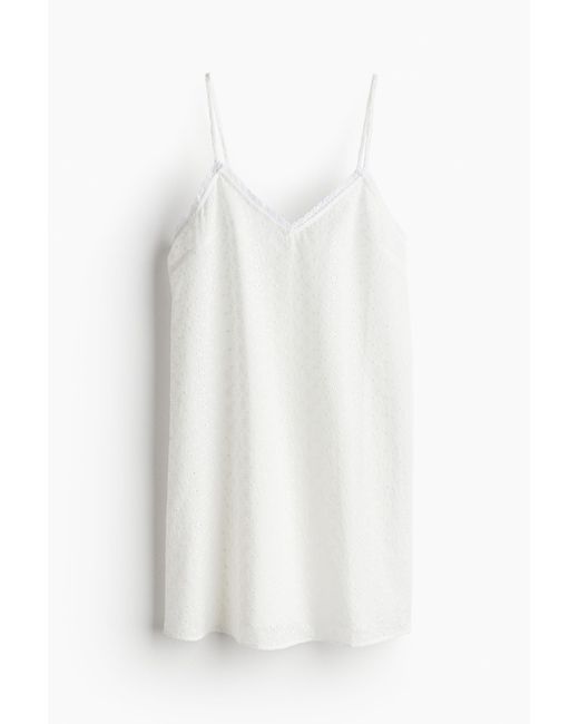 H&M White Negligé mit Broderie Anglaise