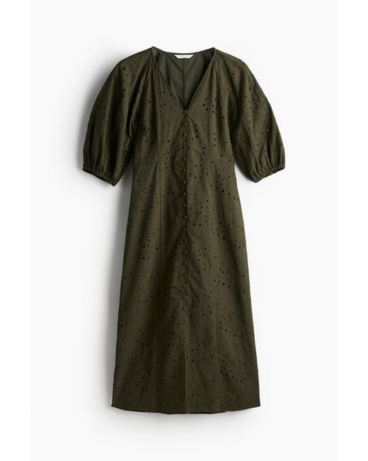 Robe avec broderie anglaise H&M en coloris Green