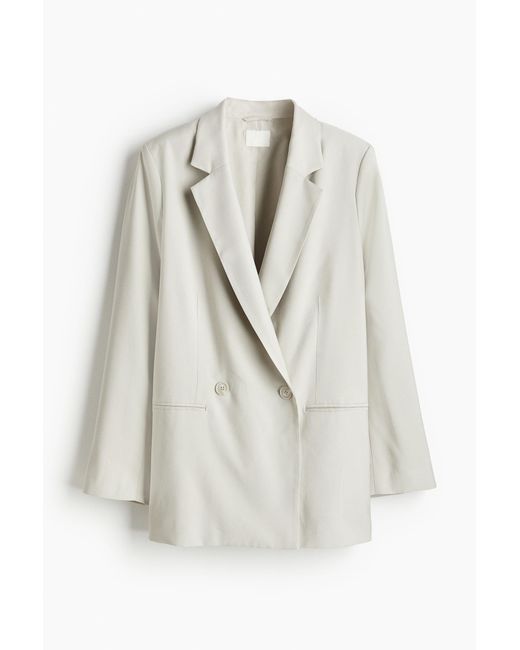 H&M Double-breasted Blazer in het White