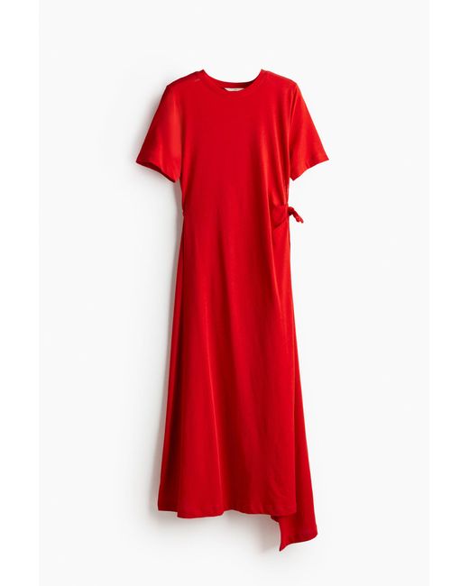 H&M Red T-Shirt-Kleid in Wickeloptik