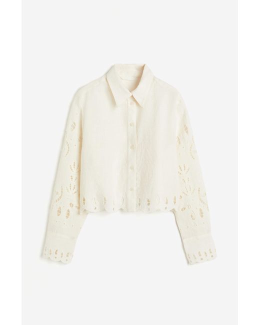 H&M White Bluse mit Broderie Anglaise
