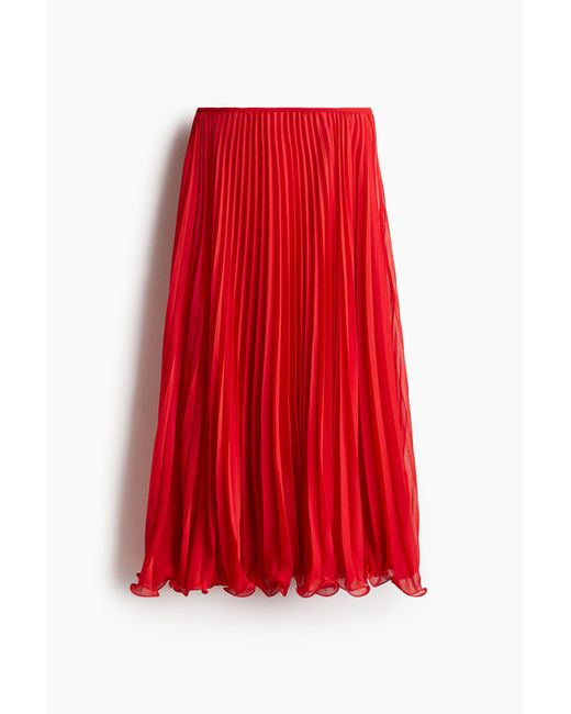 H&M Red Zarter Faltenjupe