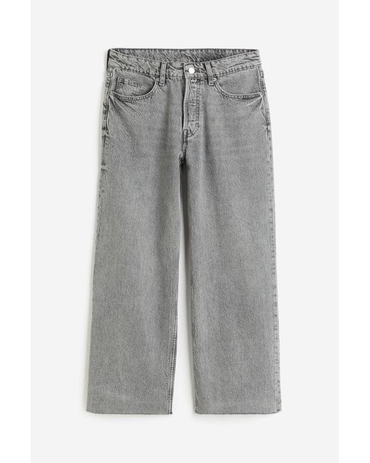 H&M Baggy Wide Low Ankle Jeans in het Gray