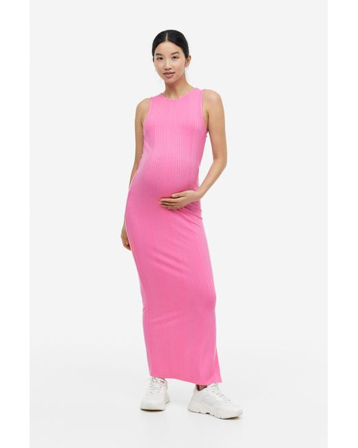 H&M Mama Ribbed Dress in Pink | Lyst