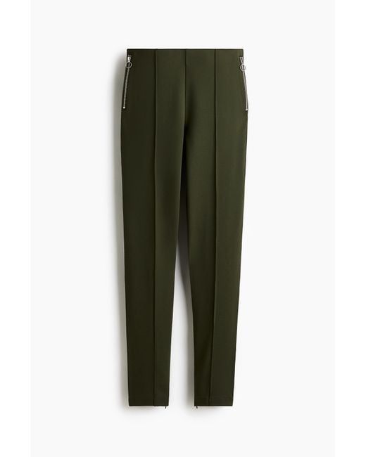 H&M Green Interlock-Hose mit Reissverschlüssen
