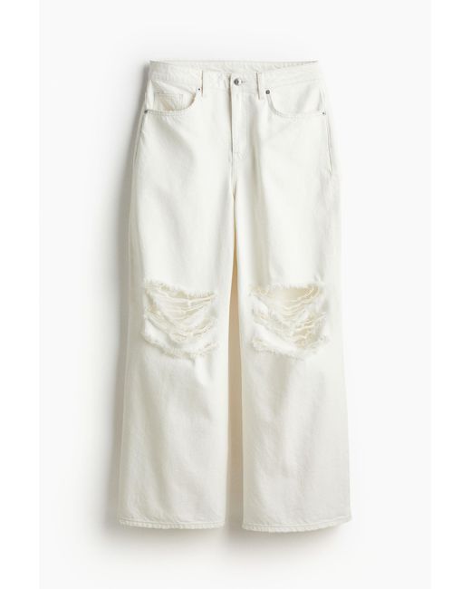 H&M White Wide Regular Jeans
