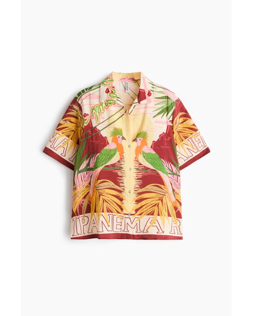 H&M Red Gemusterte Kurzarmbluse