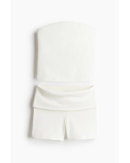 H&M White 2-teiliges Set mit Tubetop und Shorts