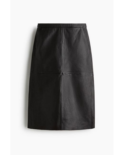 H&M Black Bleistiftjupe aus Leder