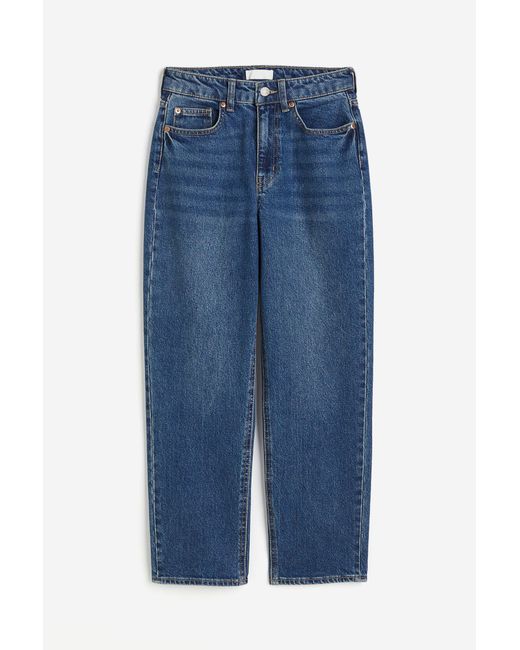 H&M Slim Straight High Ankle Jeans in het Blue