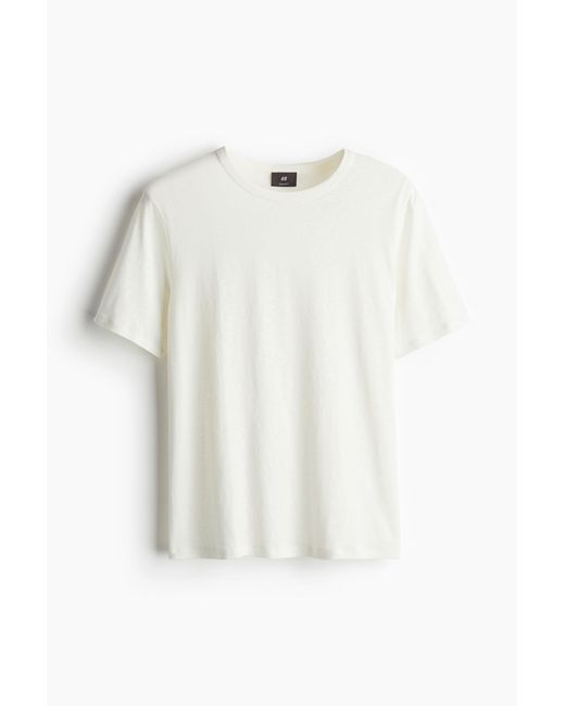 H&M T-Shirt aus Leinenmix Regular Fit in White für Herren