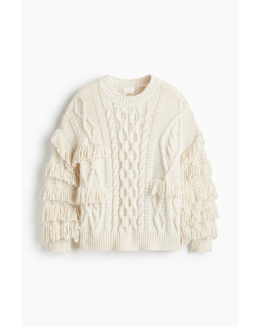 H&M White Pullover mit Fransen