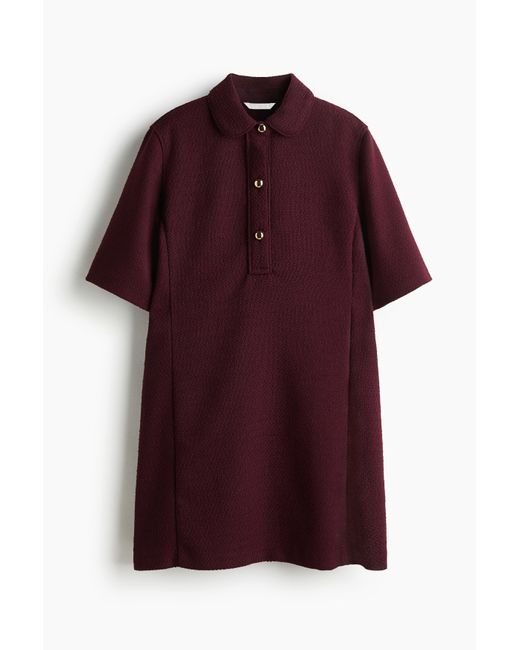 H&M Red Bouclé-Kleid mit Kragen