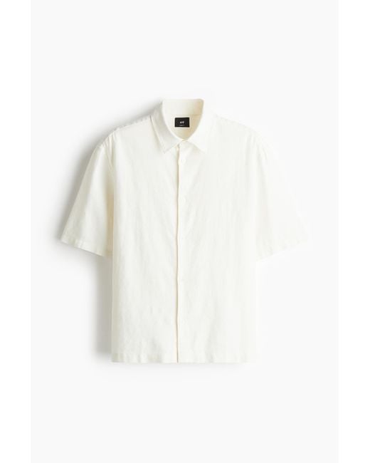 Chemise À Manches Courtes Loose Fit En Lin Mélangé H&M pour homme en coloris White