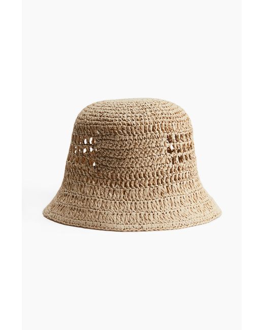 H&M Buckethat Van Stro in het Natural voor heren