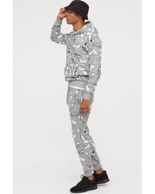 H\u0026M Cotton Patterned joggers in Gray 